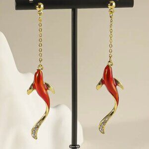 Lucky Fish 18K Gold Plated Dangling Earrings
